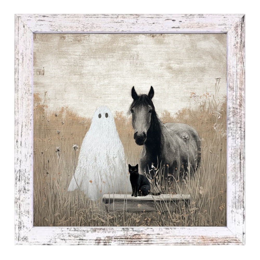 Ghost, Horse, & Cat Halloween Wall Art